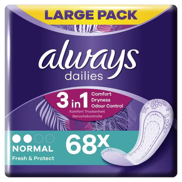 Always Dailies Panty Liners Normal 68 count - British product