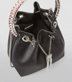 Jimmy Choo Bon Bon satin top-handle bag with crystal handle, imported from the UK