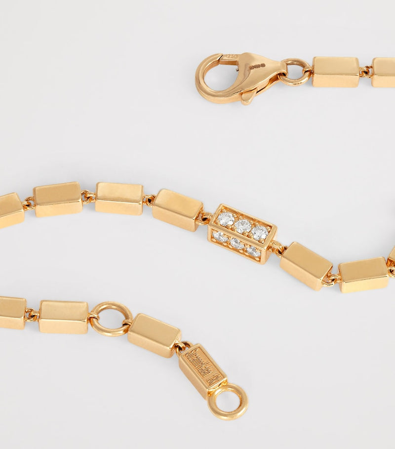 Suzanne Kalan yellow gold diamond block chain bracelet - British product