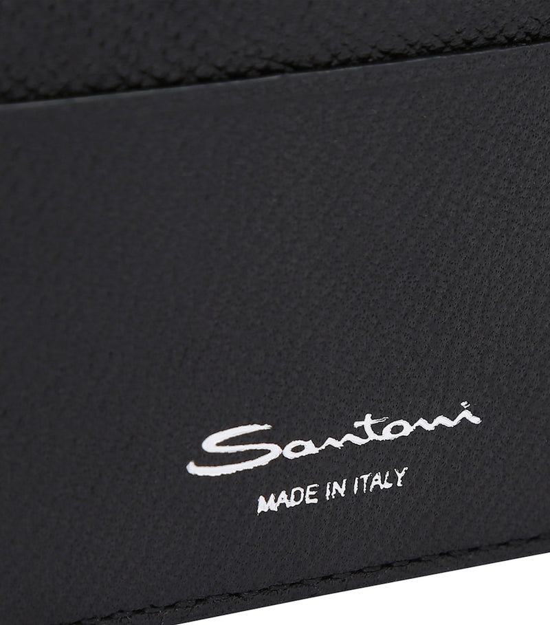 Santoni textured leather card holder with 6 slots, imported from the UK