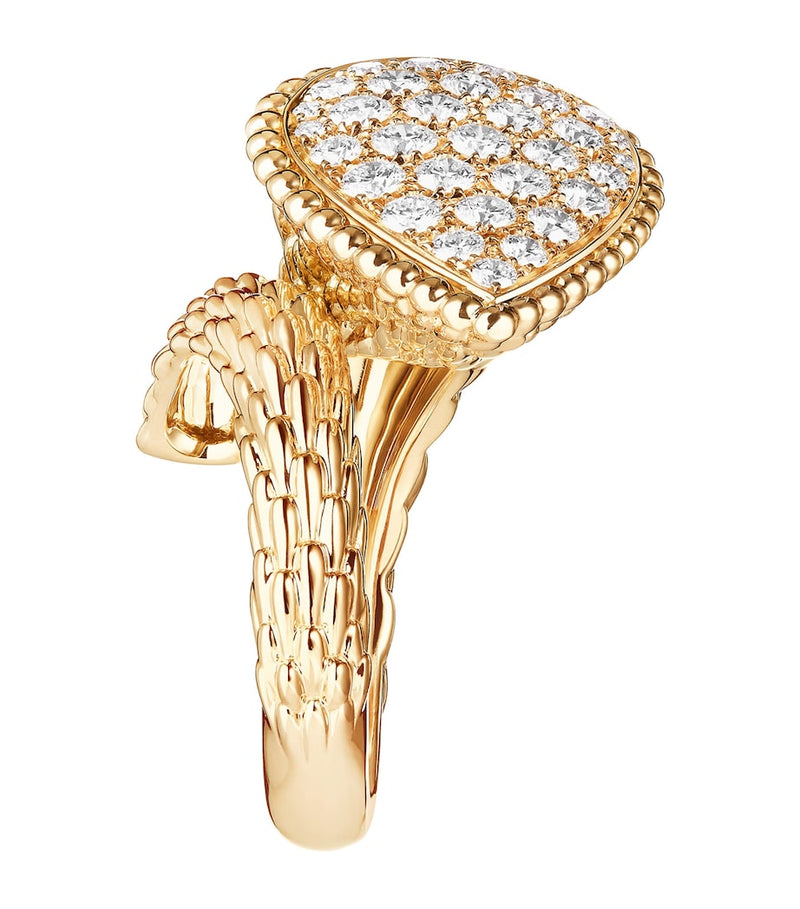 Boucheron yellow gold diamond serpent ring, imported from the UK