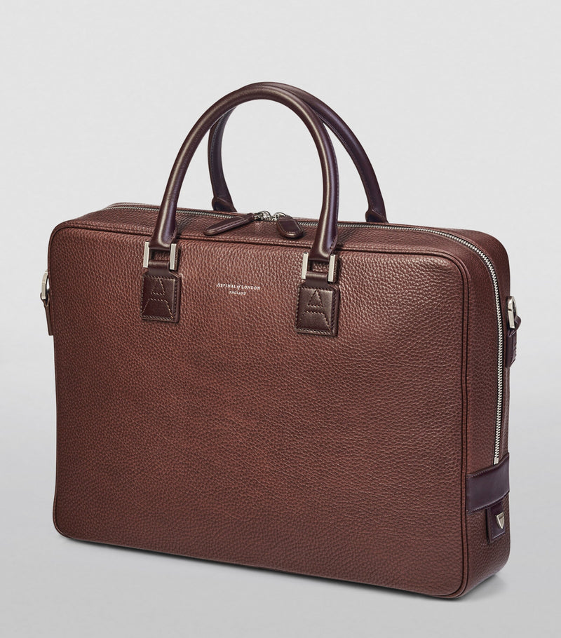 Aspinal of London Mount Street briefcase black saffiano leather (British brand)