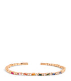 Suzanne Kalan yellow gold bangle with rainbow sapphires and diamonds, UK version