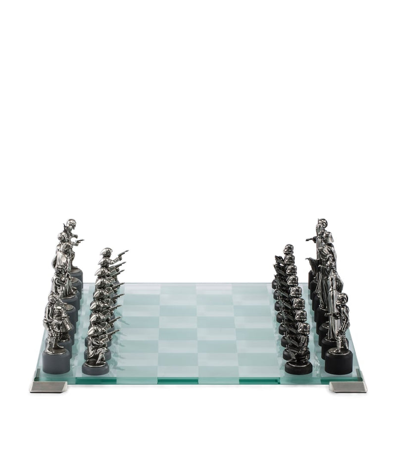 Royal Selangor Star Wars chess set pewter glass board (British brand)