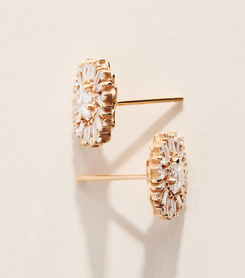 Suzanne Kalan rose gold diamond flower stud earrings - British product