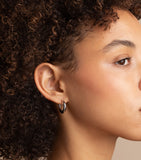 Astrid & Miyu dome hoop earrings rhodium plated silver, imported from the UK