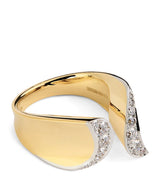 Harrods Engelbert Yellow Gold and Diamond Margareta Pinky Ring- Buy online at McGrocer