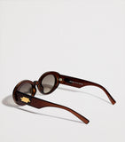 Le Specs oval sunglasses with khaki gradient lenses (British brand)