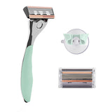 FFS Beauty Razor Kit Premium Olive Handle 2 Cartridges Manual Razor