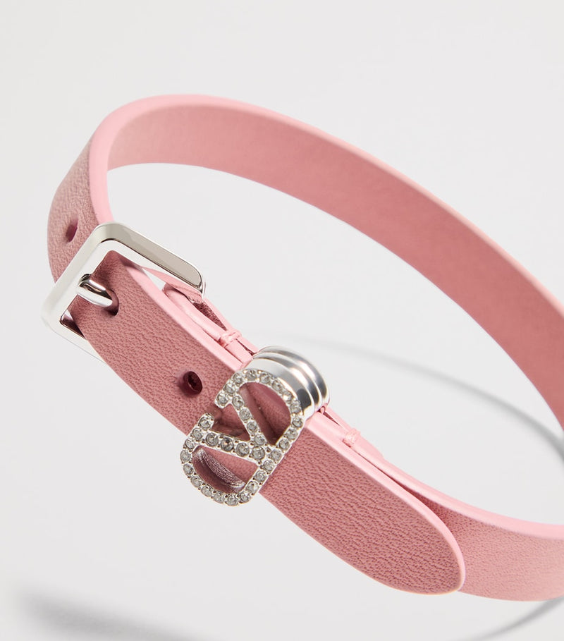 Valentino Garavani leather Ovalette bracelet with crystals (British brand)