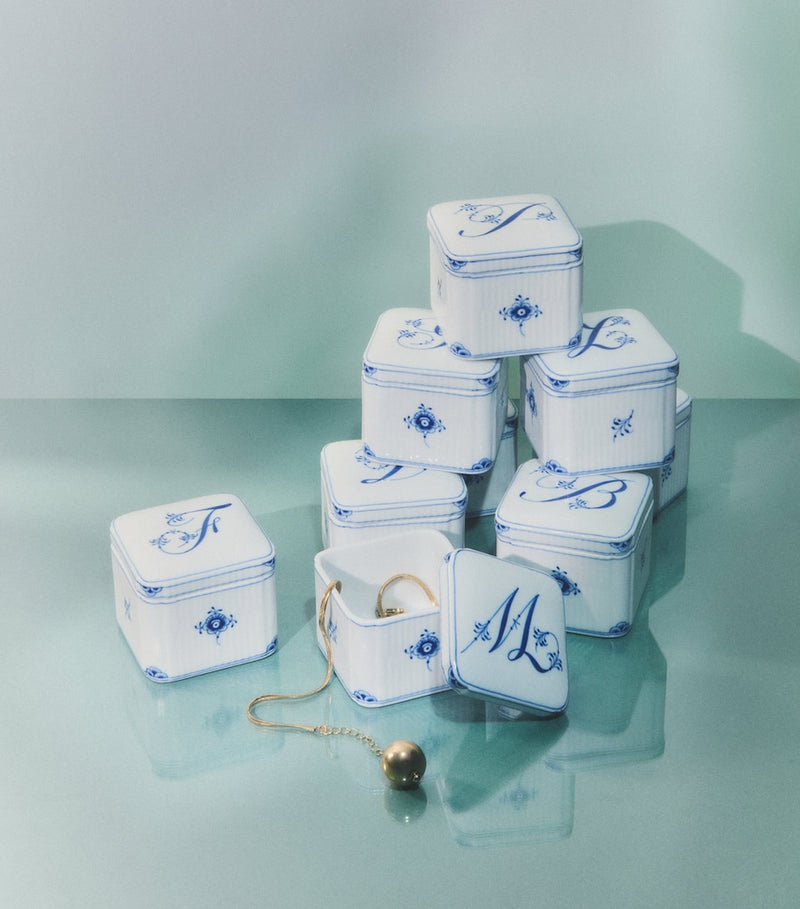 Royal Copenhagen porcelain Alphabet bonbonniere, UK version