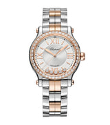 Harrods Chopard Happy Sport Automatic Rose Gold Stainless Steel Diamond Watch 33mm- Buy online at McGrocer