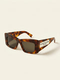 Gucci women's chunky rectangular sunglasses tortoise blonde - British product