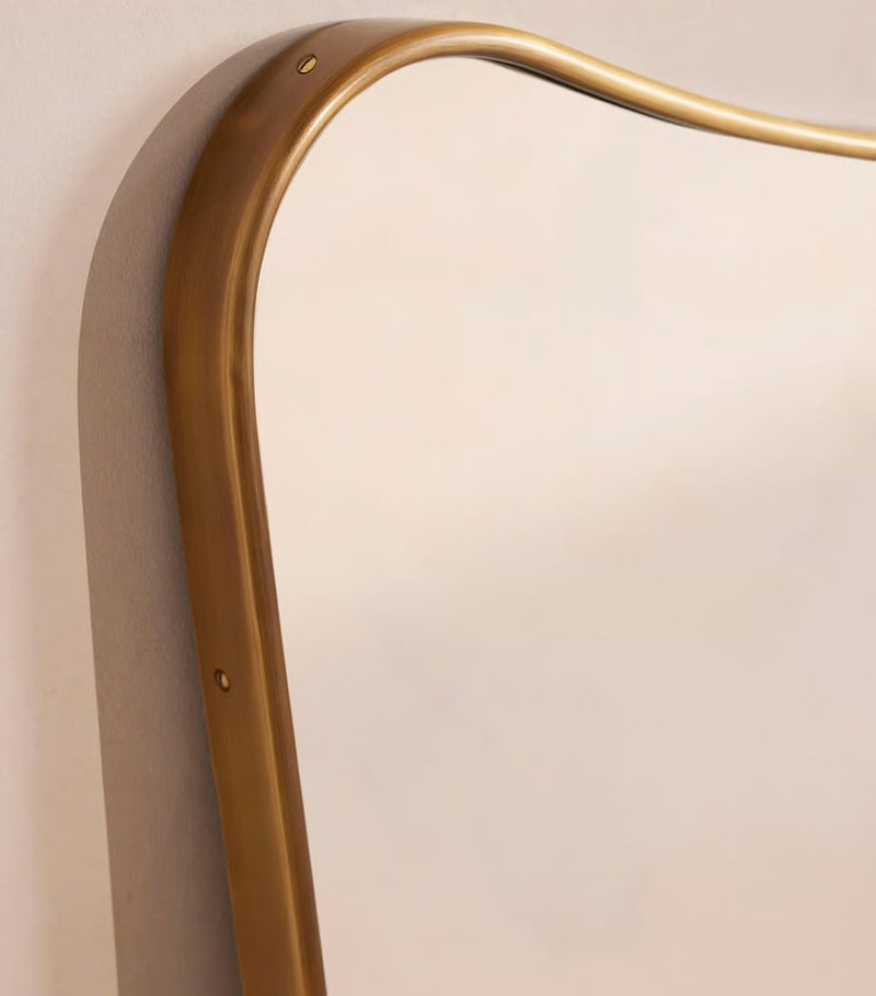 Soho Home Cooper antiqued brass floor mirror, imported from the UK