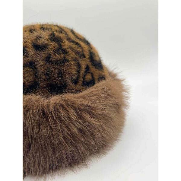 SVNX faux fur leopard print hat 56-58cm (British brand)