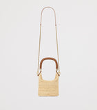 Saint Laurent raffia Gaby bucket bag with leather trims - British product
