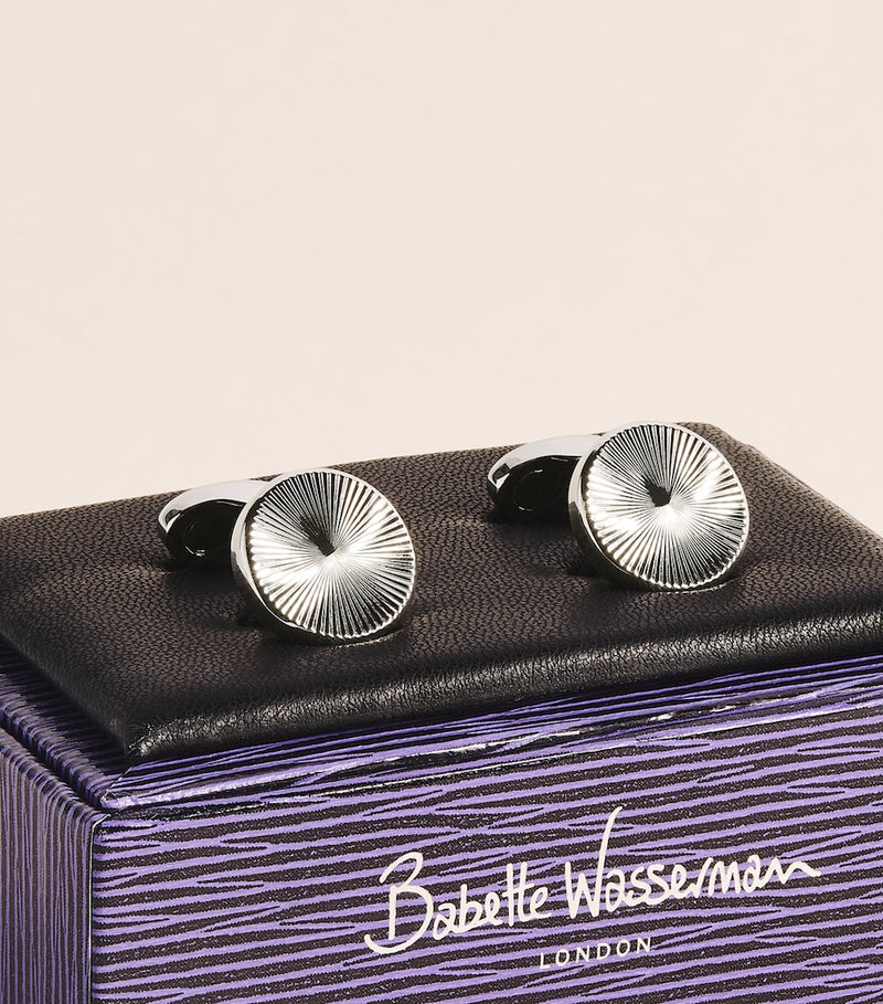 Babette Wasserman Gatsby Wheel rhodium-plated cufflinks (British brand)