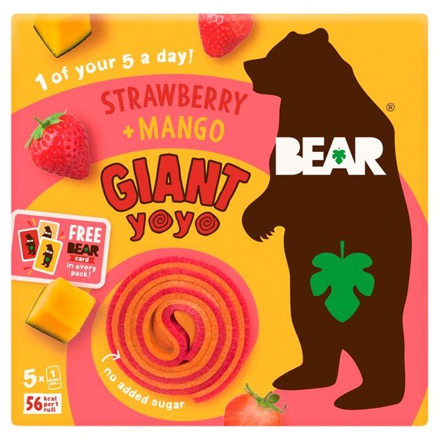 BEAR GIANT Fruit Yoyos Strawberry & Mango Multipack 5 x 20g - McGrocer