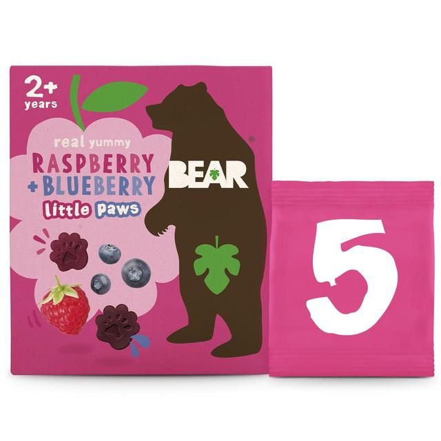 BEAR Paws Fruit Shapes Raspberry & Blueberry 2+ years Multipack 5 x 20g - McGrocer