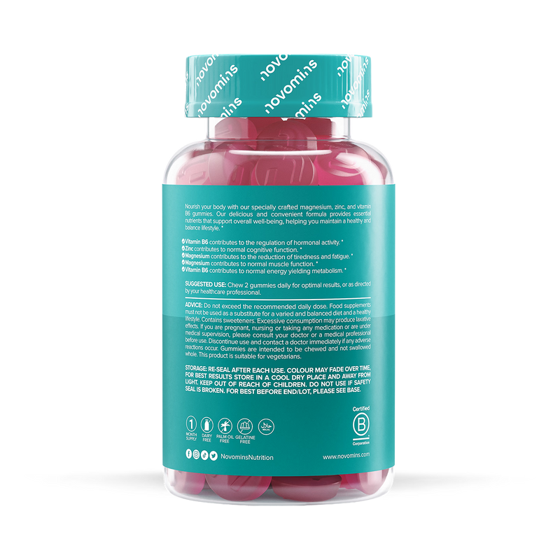 Novomins Zinc Magnesium B6 Strawberry Gummies 60 Count imported from the UK