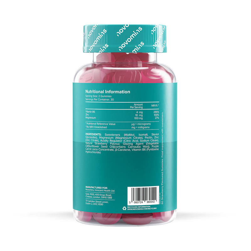 Novomins Zinc Magnesium B6 Strawberry Gummies 60 Count imported from the UK