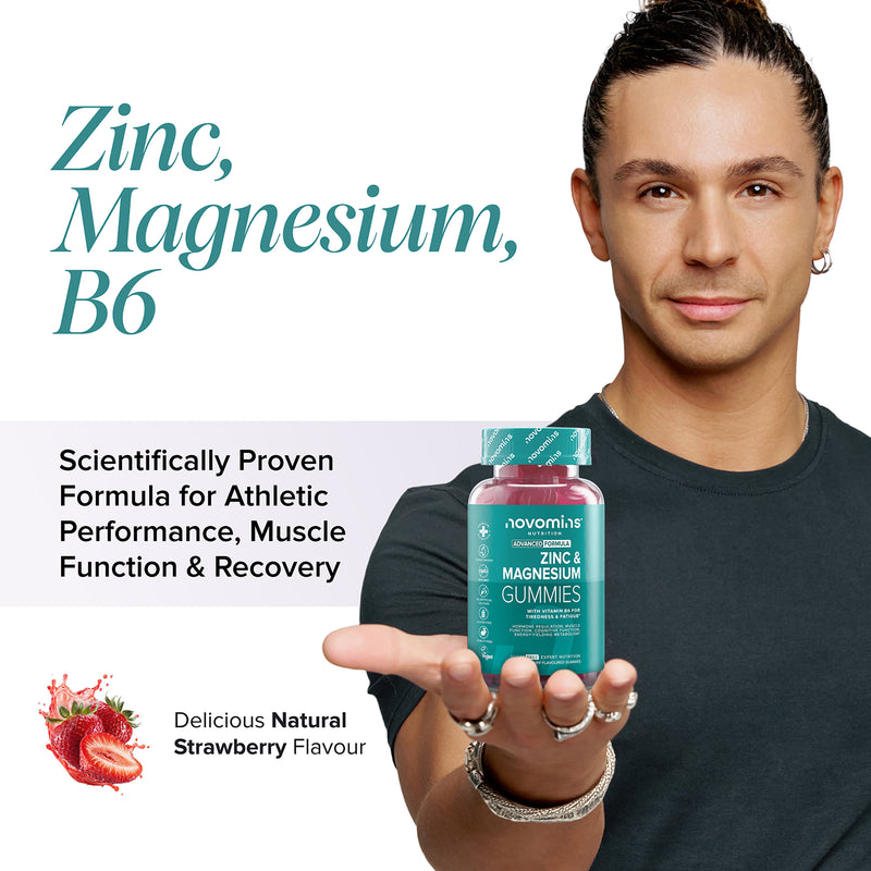 Novomins Zinc Magnesium B6 Strawberry Gummies 60 Count imported from the UK