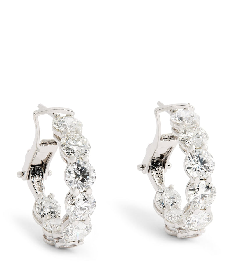 Harrods white gold diamond hoop earrings 4.54ctw (British brand)