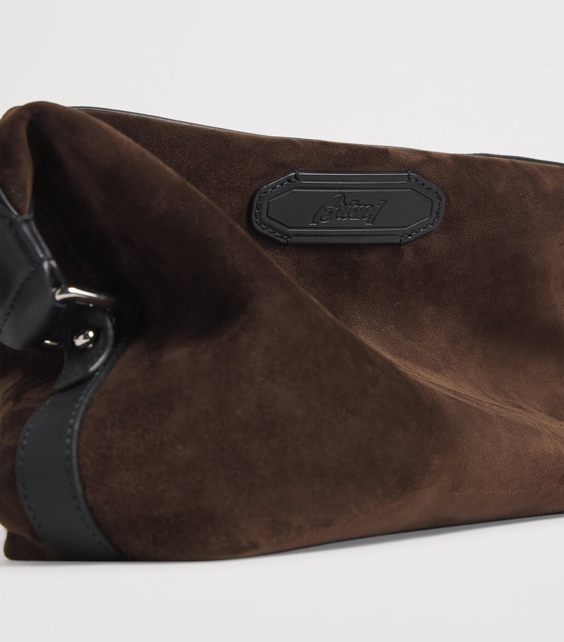 Brioni cotton canvas Via Veneto pouch with leather details, UK version