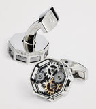 Tateossian Octo Gear cufflinks palladium rose gold - British product