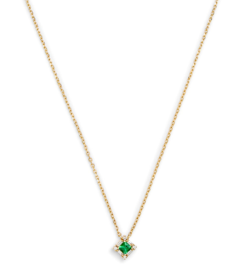 Suzanne Kalan princess pendant gold diamond emerald, imported from the UK
