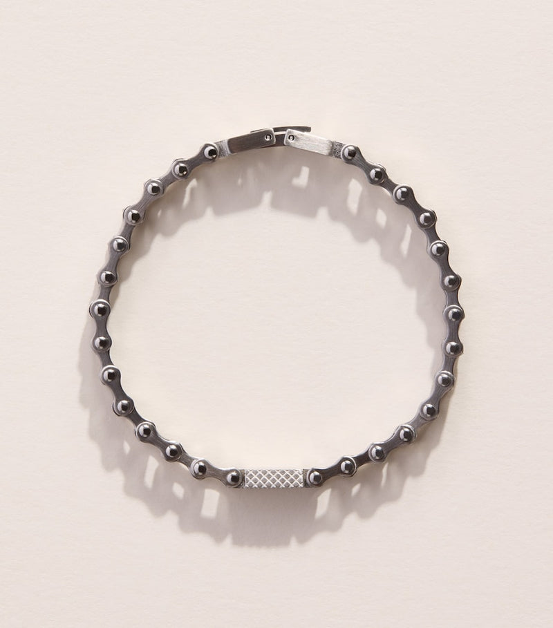 Tateossian Bici chain bracelet brushed stainless steel (British brand)