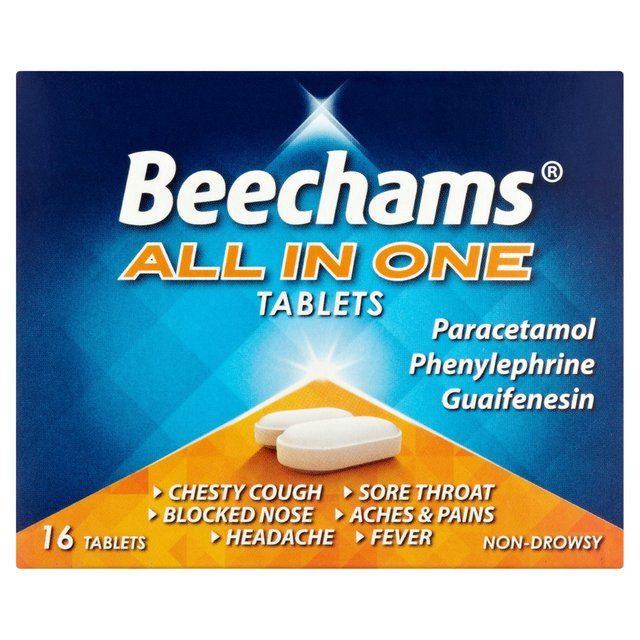 Beechams All in One Cold & Flu Tablets with Paracetamol Tablets   16 per pack - McGrocer