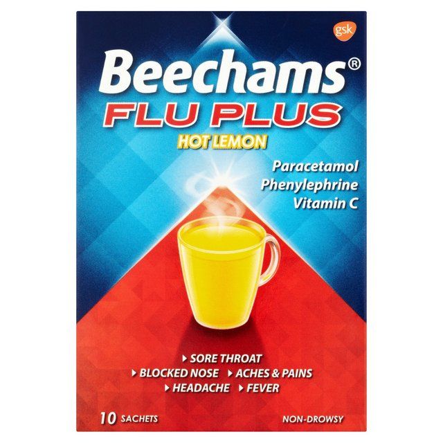 Beechams Flu Plus Cold & Flu Hot Lemon Sachets 10 per pack - McGrocer
