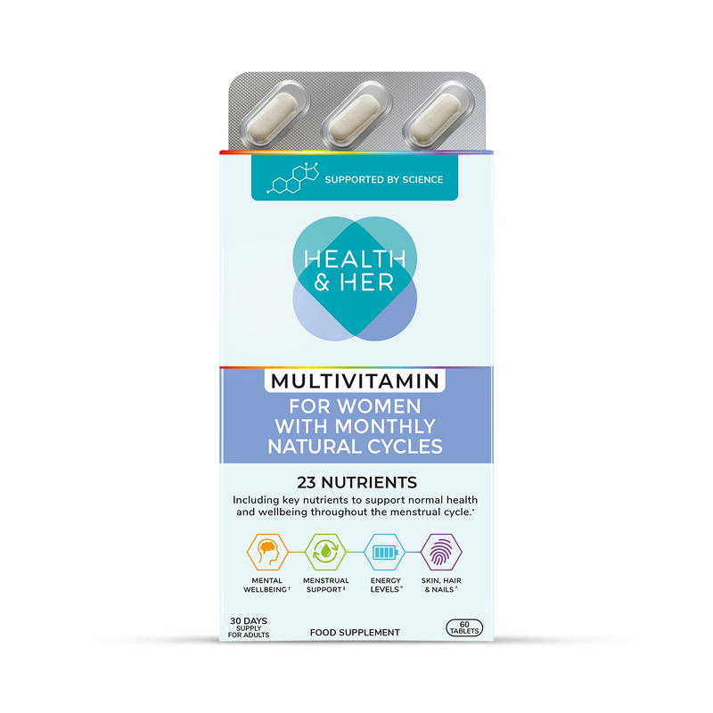 Health & Her menstrual multivitamin 60 tablets, UK version