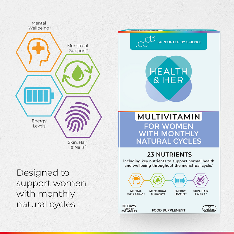 Health & Her menstrual multivitamin 60 tablets, UK version