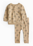 Beige Smiley Face Print Sweatshirt & Leggings Set Up to 3 mths - McGrocer