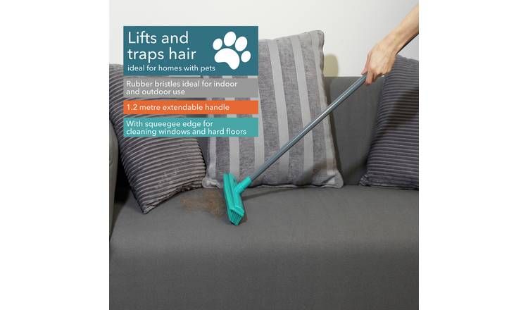 Beldray 2-in-1 Pet Lift & Trap Extendable Rubber Head Broom - McGrocer