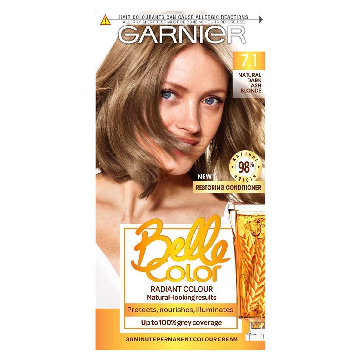 Belle Color 7.1 Natural Dark Ash Blonde Permanent Hair Dye - McGrocer