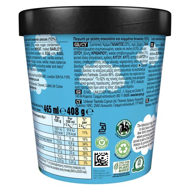 Ben & Jerry's Chocolate Fudge Brownie Ice Cream Tub 465ml - McGrocer