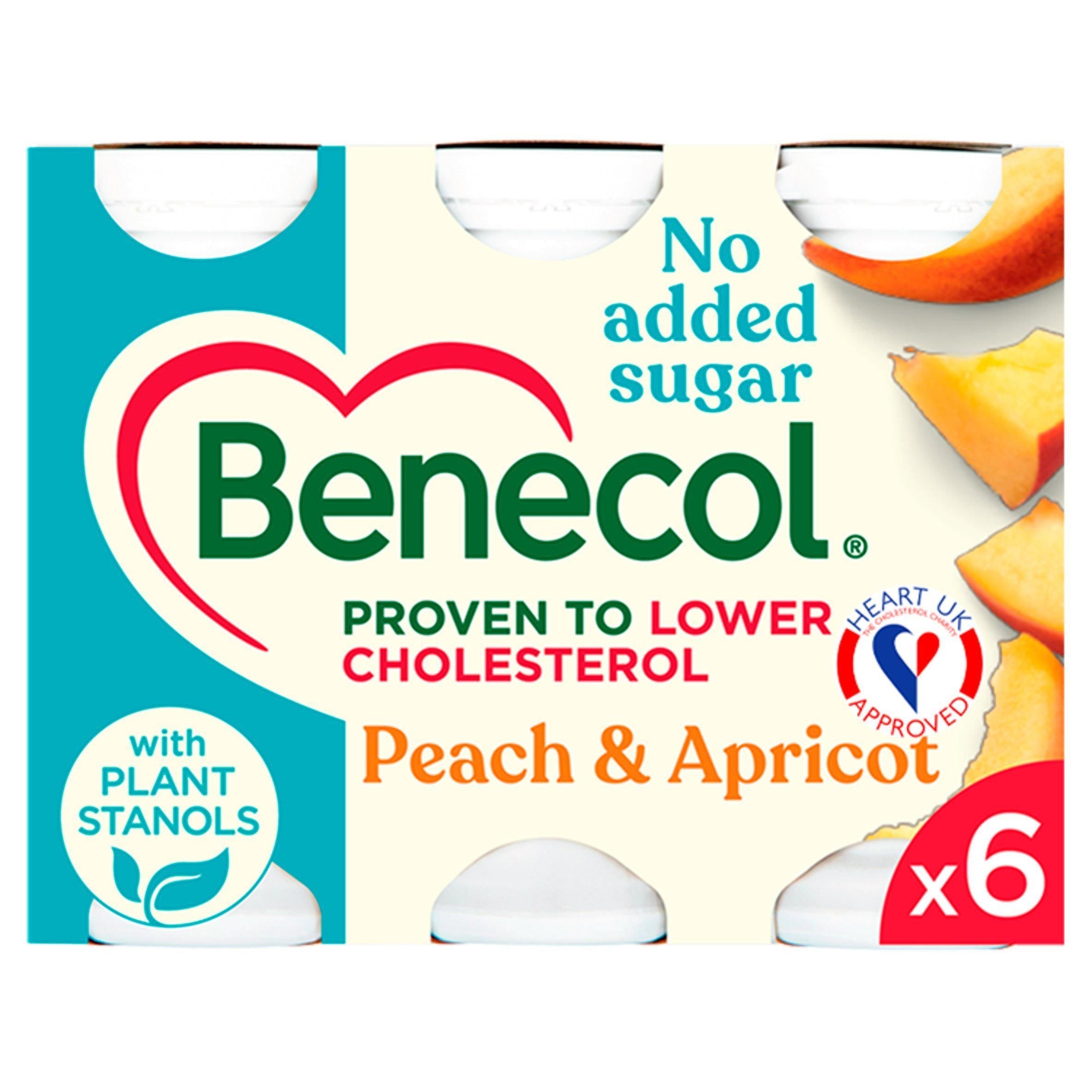 Benecol Peach & Apricot No Added Sugar Yogurt Drink 6x67.5g - McGrocer