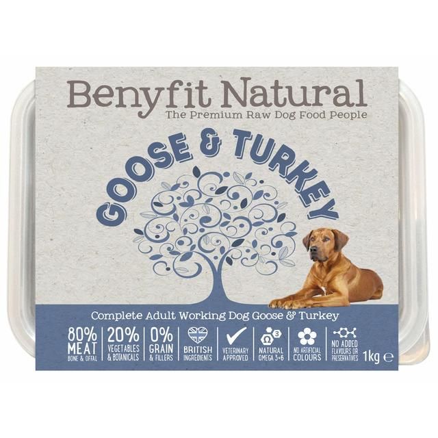 Benyfit Natural Goose & Turkey Complete Adult Raw Working Dog Food 1kg - McGrocer