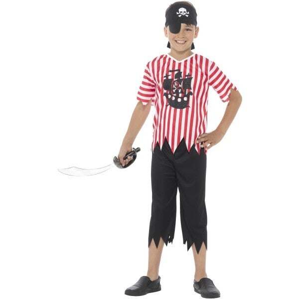 Smiffys jolly pirate boy costume red white (British brand)