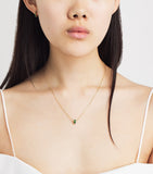 Suzanne Kalan yellow gold emerald pendant necklace adjustable chain, imported from the UK