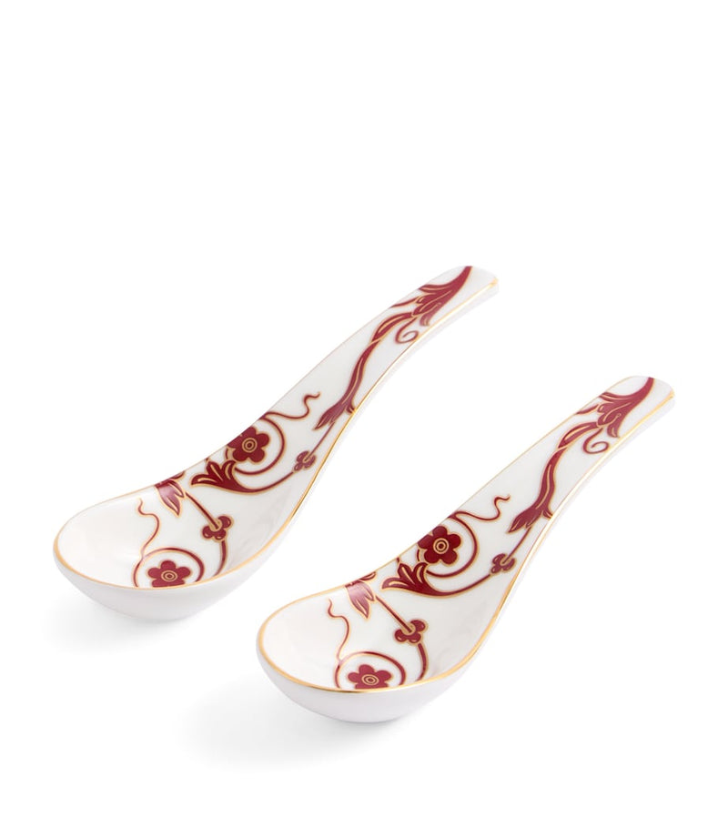 Wedgwood bone china soup spoons with gold trim, UK version