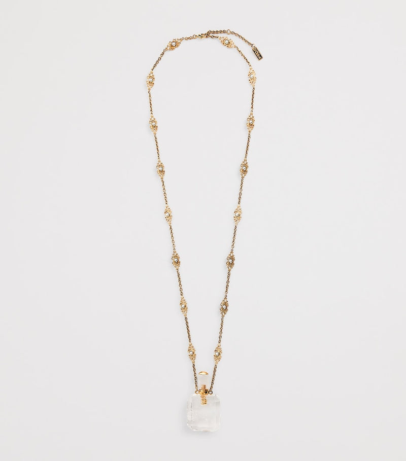Chloé Victorian Pendant Necklace with gold-tone chain and pearlised beads - British product
