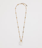 Chloé Victorian Pendant Necklace with gold-tone chain and pearlised beads - British product