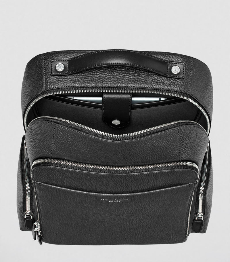 Aspinal London Pebble Leather Reporter Backpack, imported from the UK