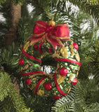 Miniature Wreath Christmas Tree Decoration with Red Fruits and Ribbon