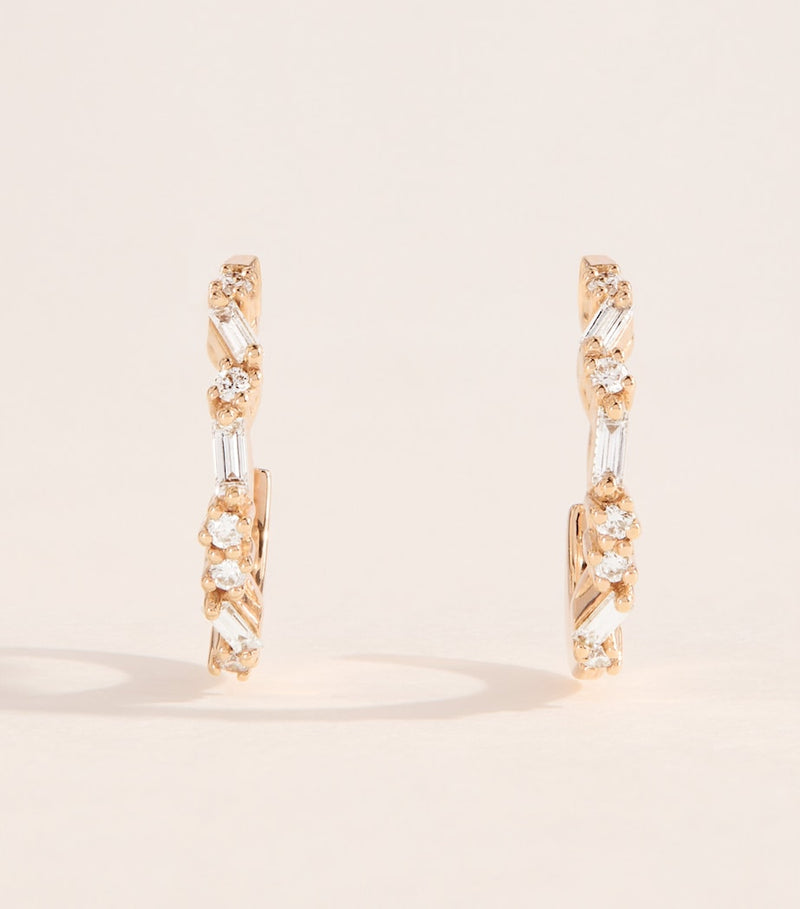 Suzanne Kalan rose gold diamond hoop earrings, imported from the UK