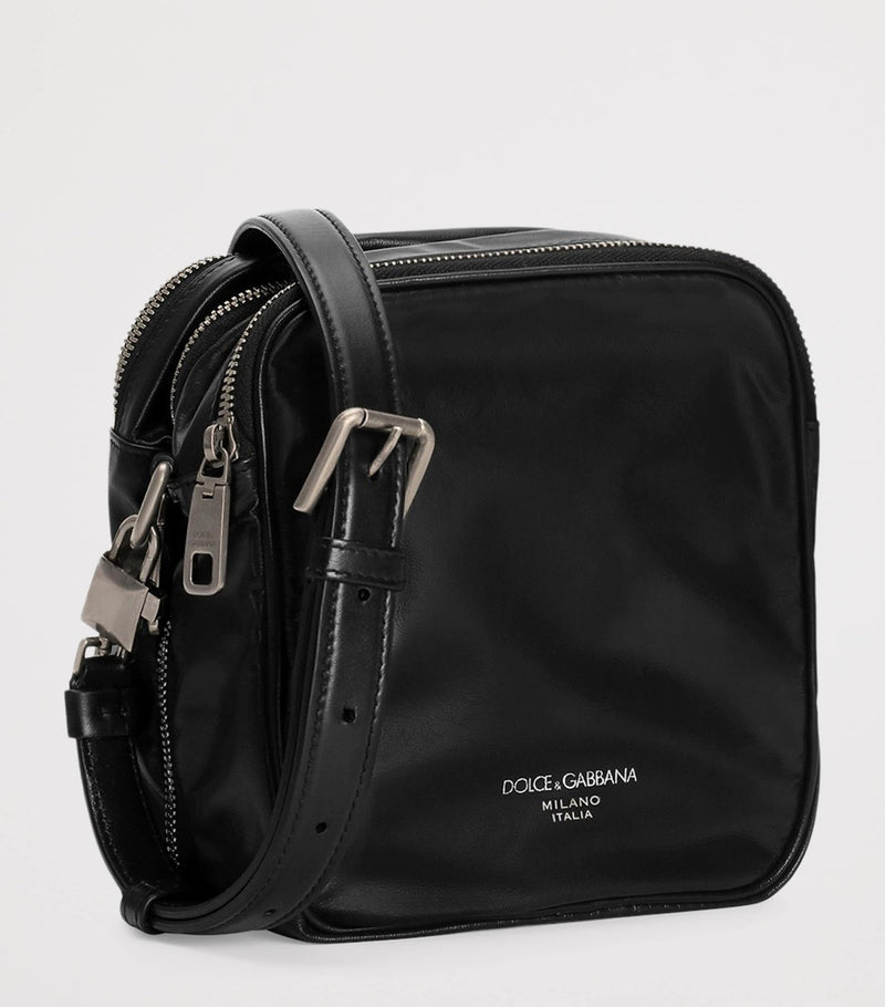 Dolce&Gabbana patent leather cross-body bag with silver-tone hardware - British product